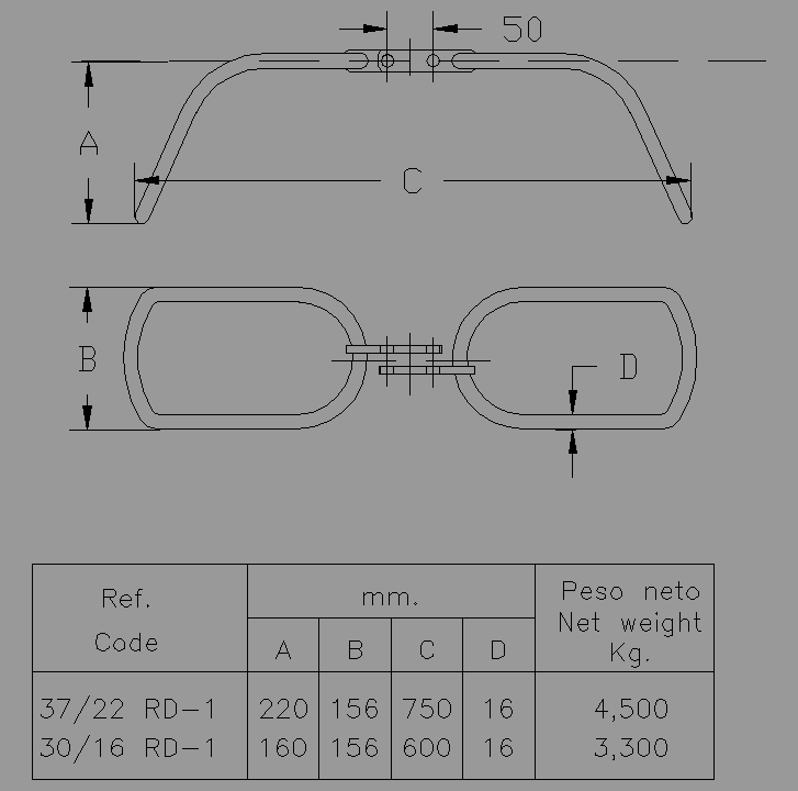 Bloque Autocad Explosor en forma de anillo  doble mod. 37/22 RD-1.